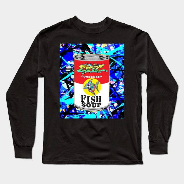 pop art fish soup 77 Long Sleeve T-Shirt by LowEndGraphics